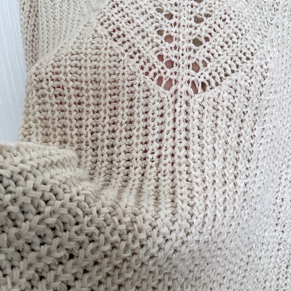 MINT Eileen Fisher organic cotton linen blend V-Neck Cream Knit Sweater XXS - Picture 7 of 8